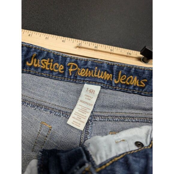 Justice Premium Jeans Simply Low Medium Wash Blue Jeans Bootcut Leg Kids 14R - Picture 8 of 9
